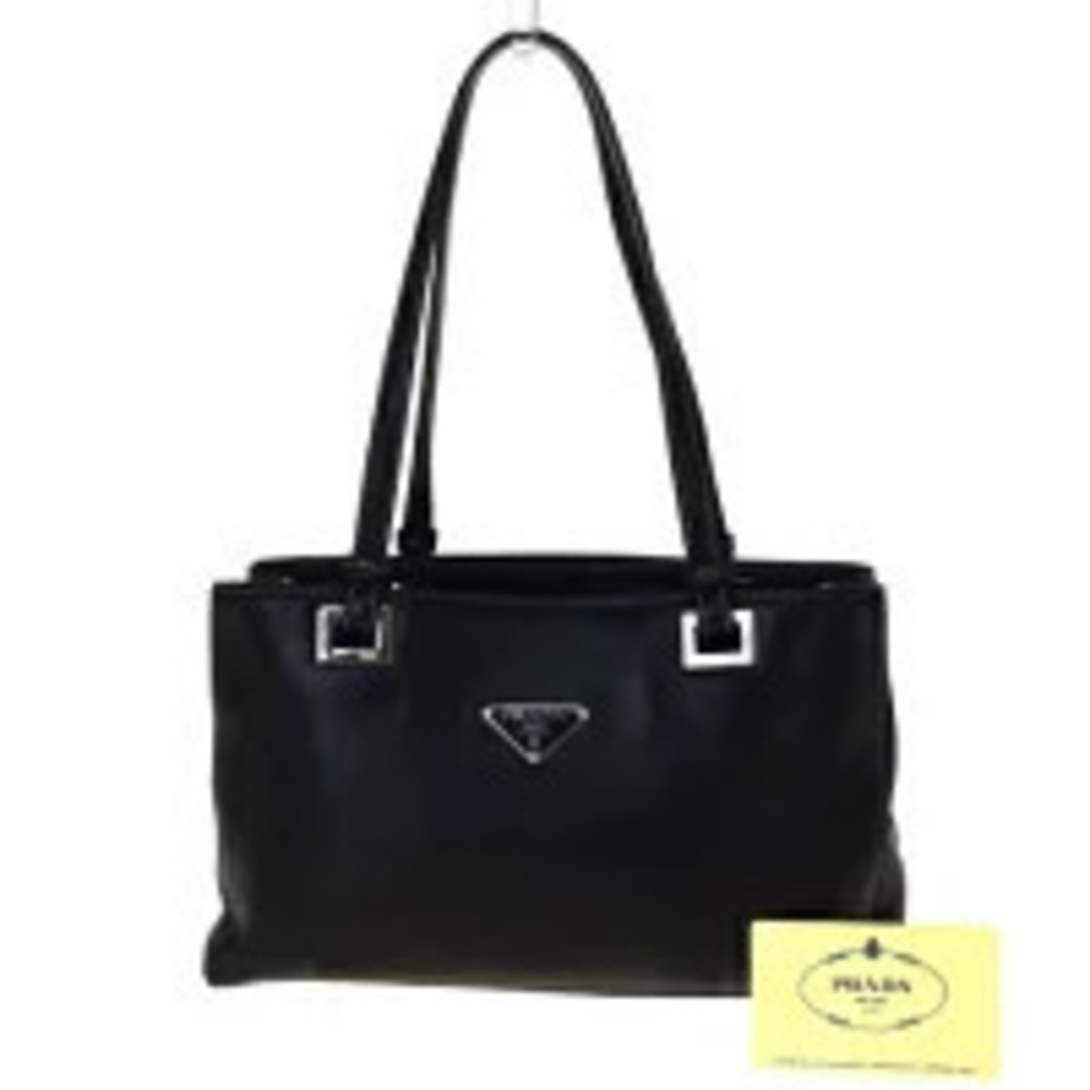 Prada Shoulder Bag Handbag Black Leather